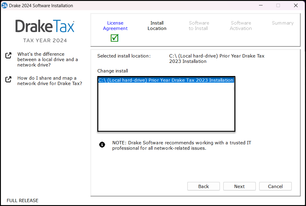 Download location options.